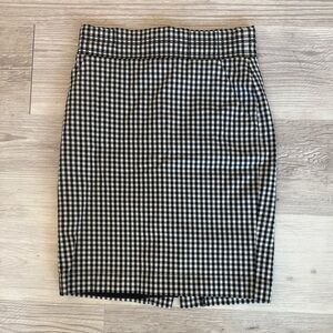 Ann Taylor Black and White Gingham Pencil Skirt High Waisted 00P
